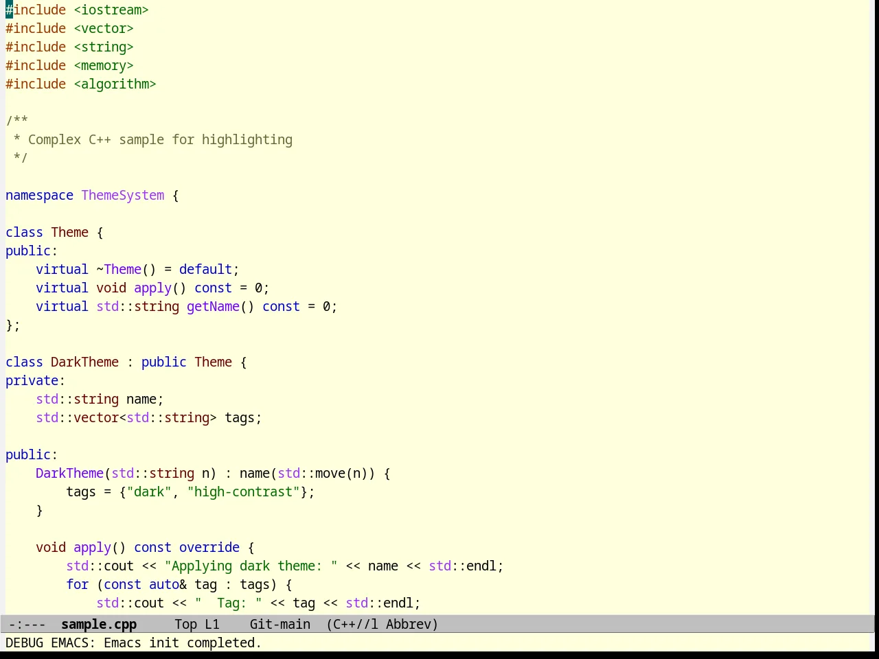Professional Theme in c++-mode