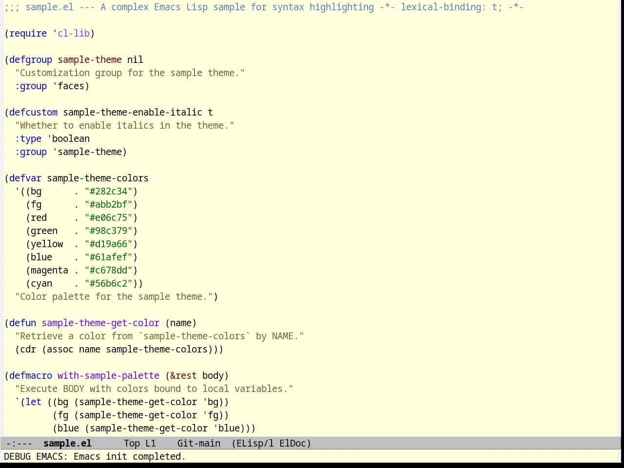 Professional Theme in emacs-lisp-mode