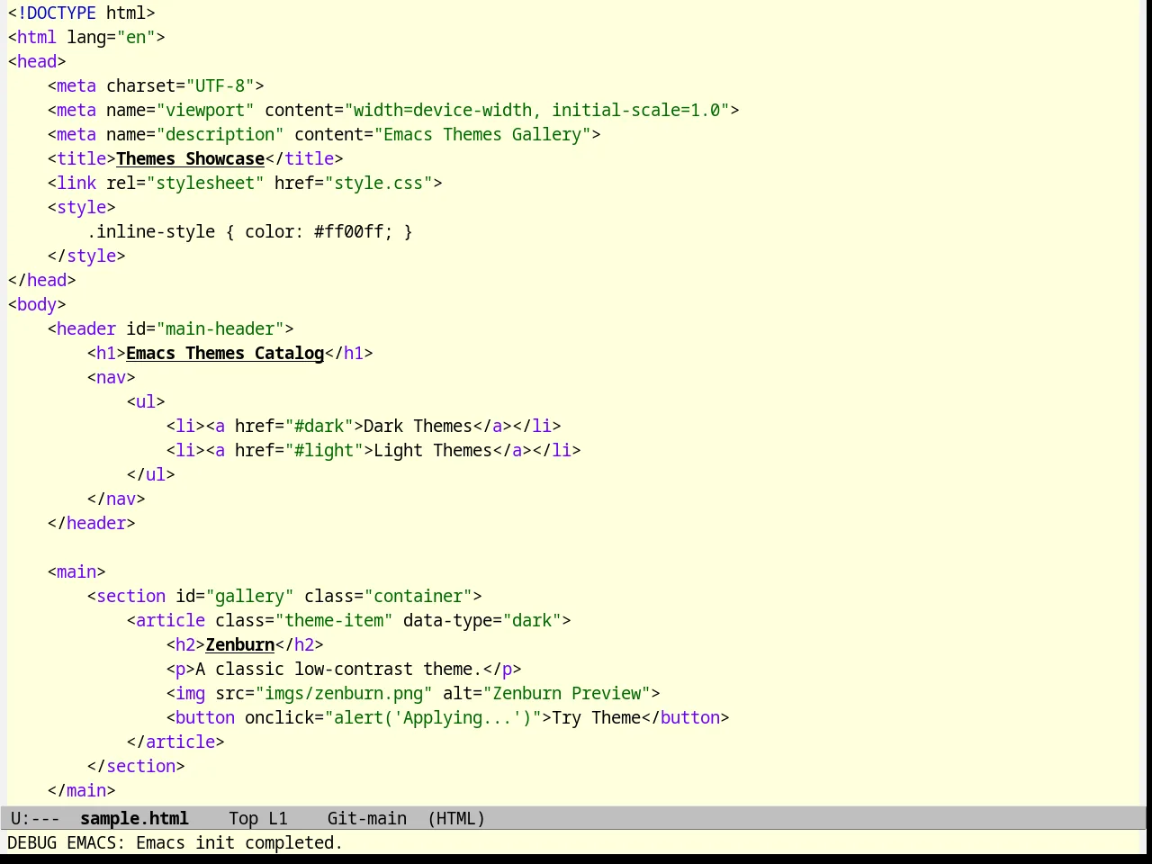 Professional Theme in html-mode
