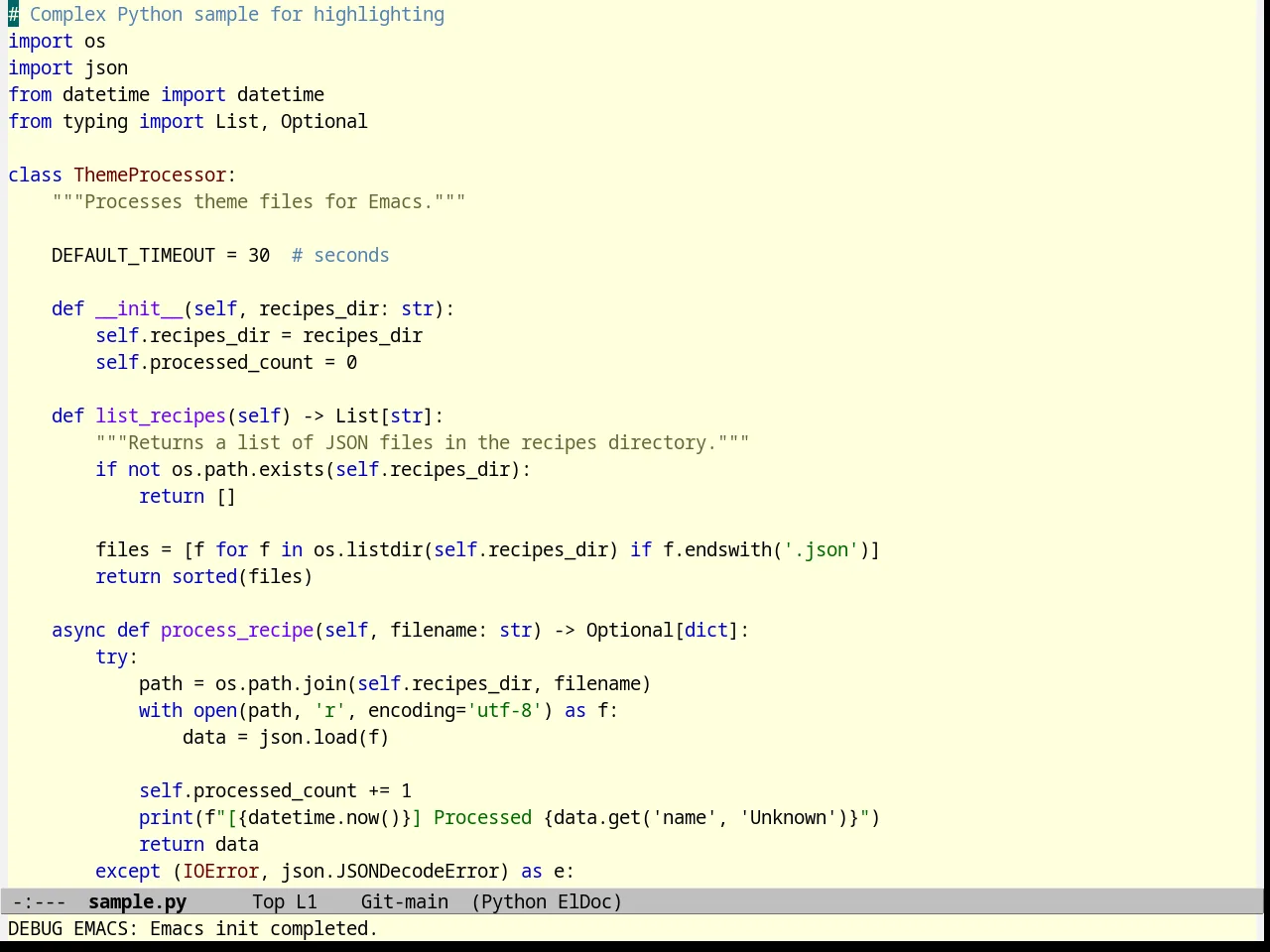 Professional Theme in python-mode