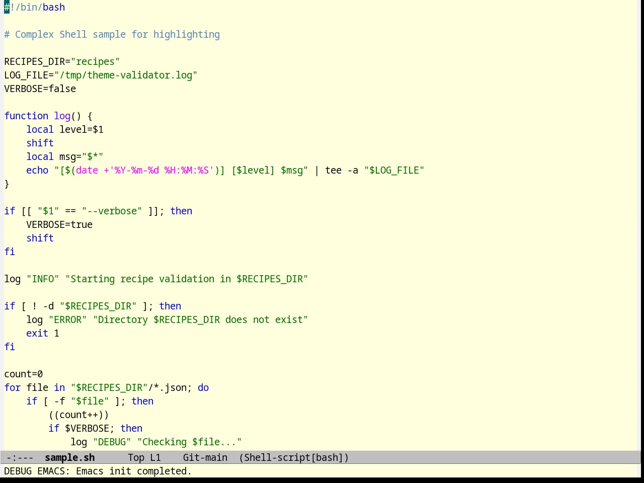Professional Theme in sh-mode