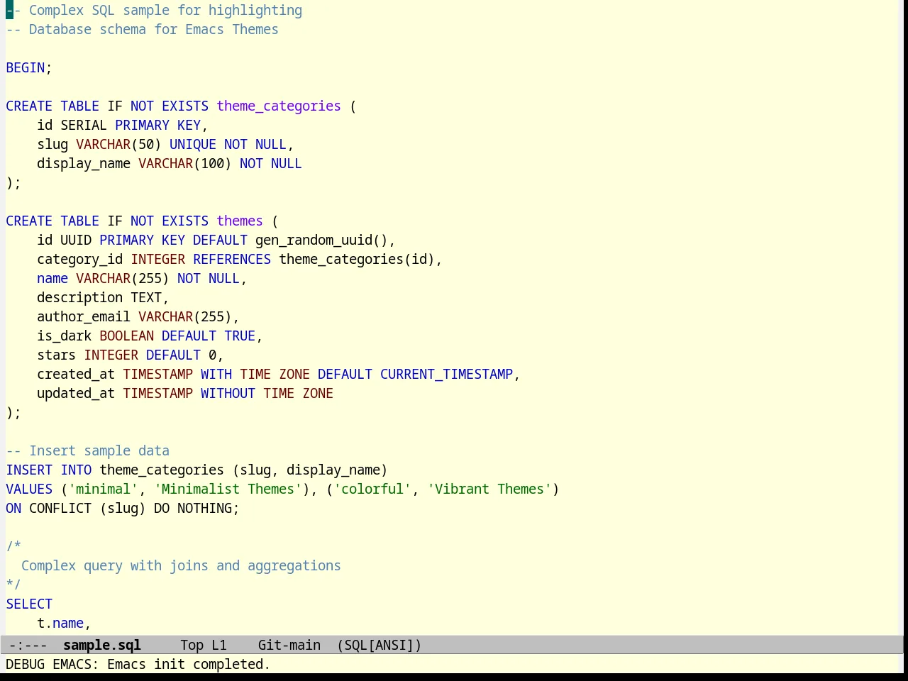 Professional Theme in sql-mode