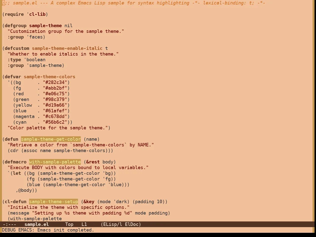 Pumpkin Spice Theme in emacs-lisp-mode