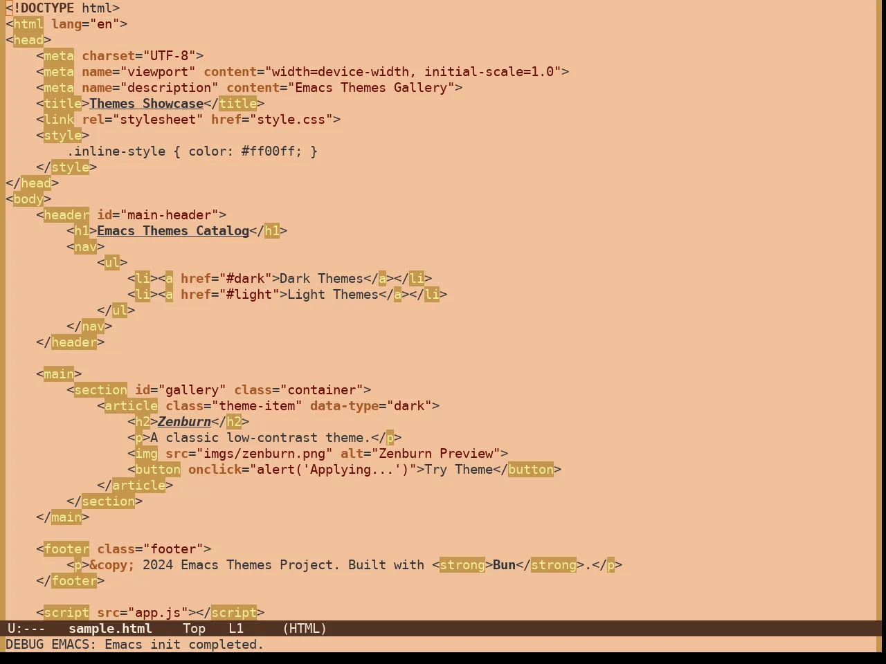 Pumpkin Spice Theme in html-mode