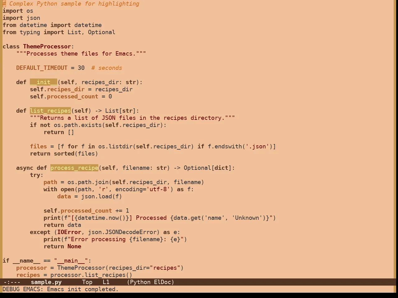 Pumpkin Spice Theme in python-mode