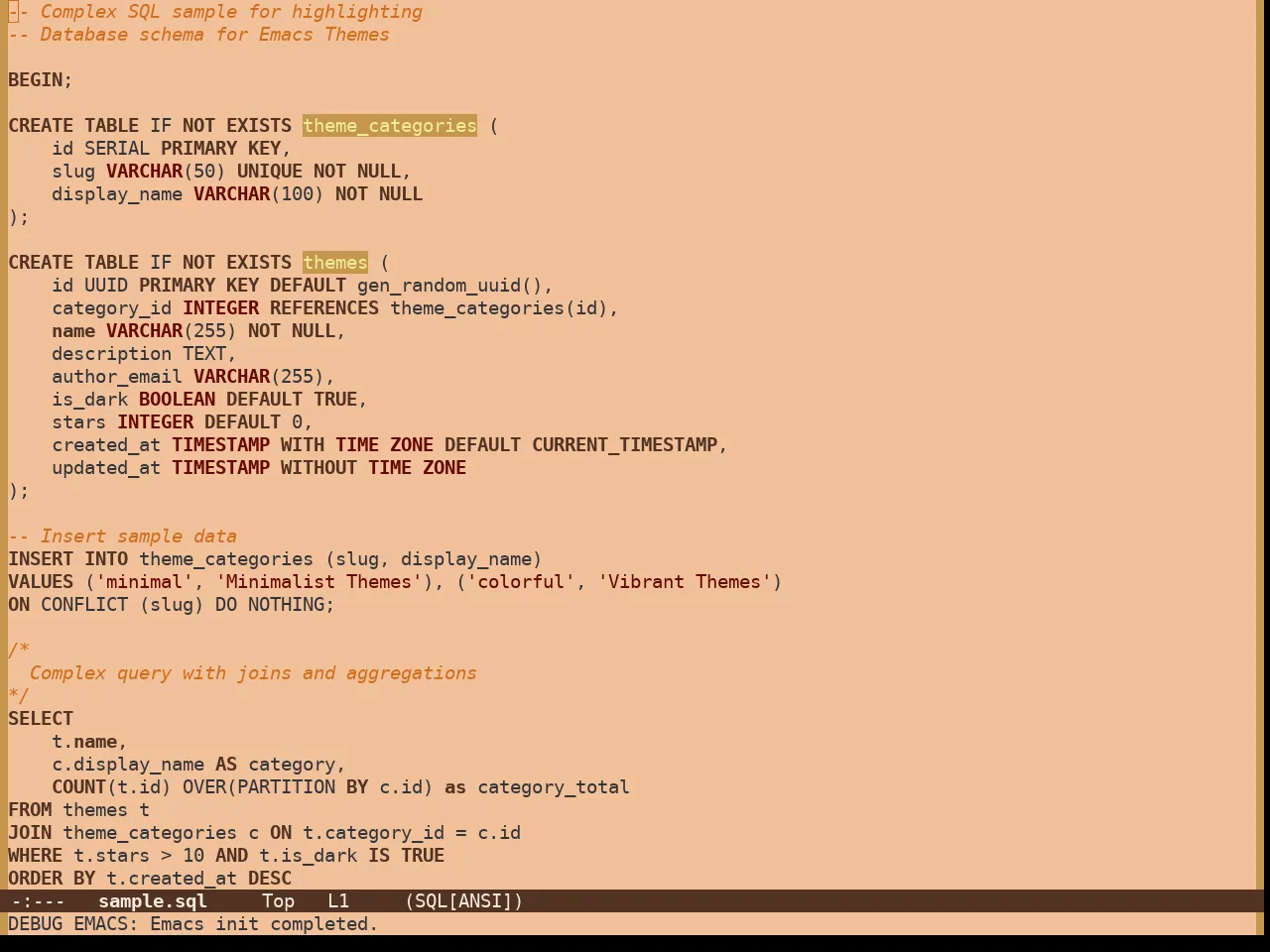 Pumpkin Spice Theme in sql-mode