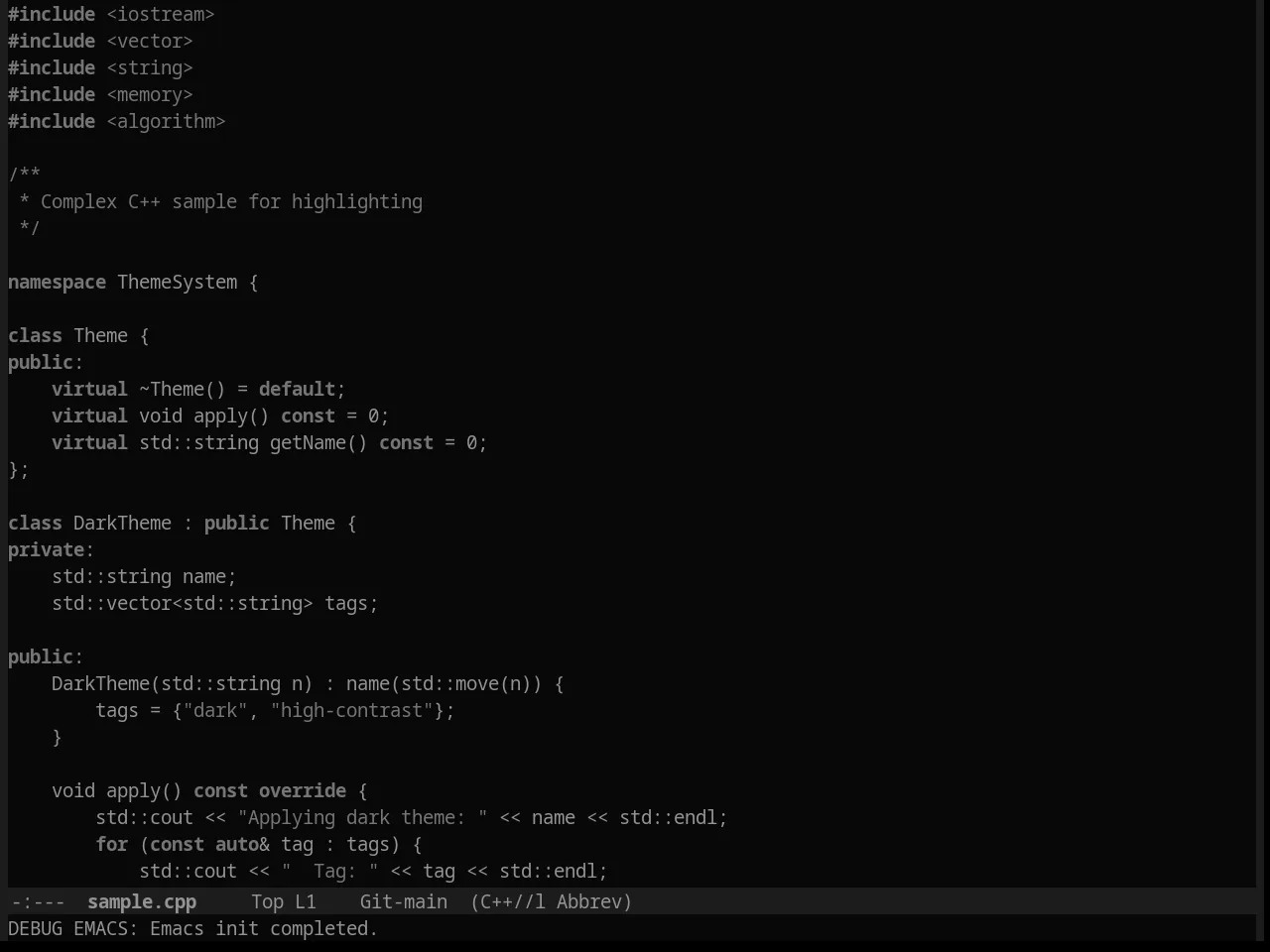 Punpun Dark Theme in c++-mode