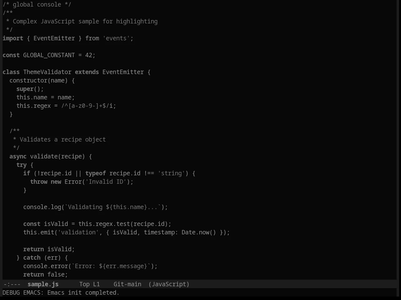 Punpun Dark Theme in javascript-mode