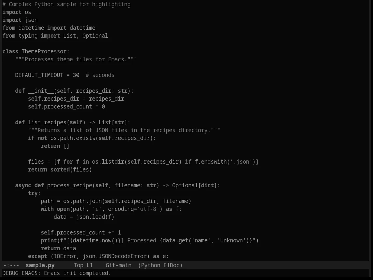 Punpun Dark Theme in python-mode