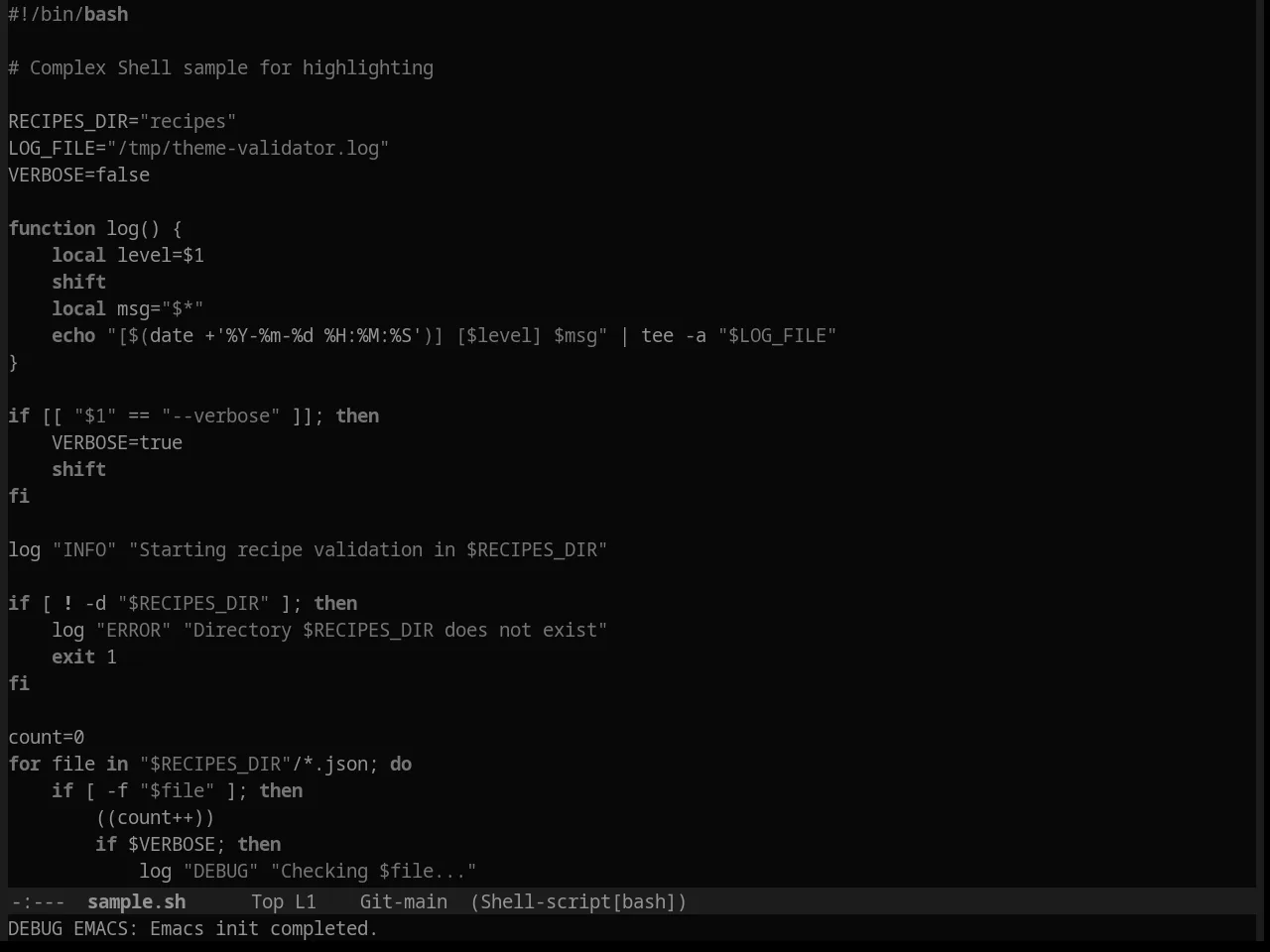 Punpun Dark Theme in sh-mode