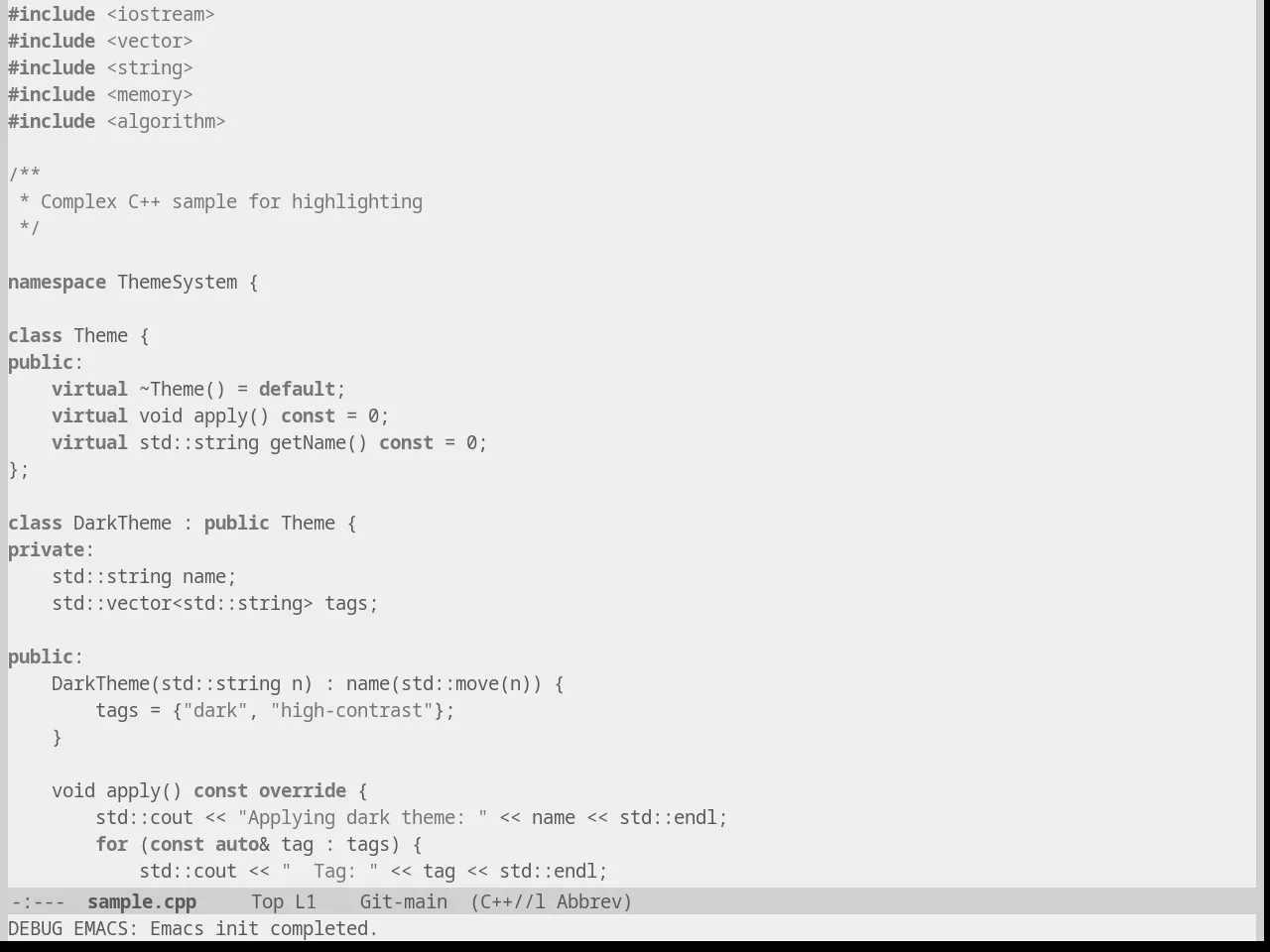 Punpun Light Theme in c++-mode