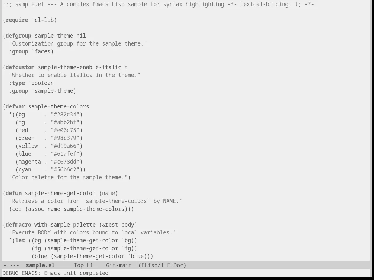 Punpun Light Theme in emacs-lisp-mode