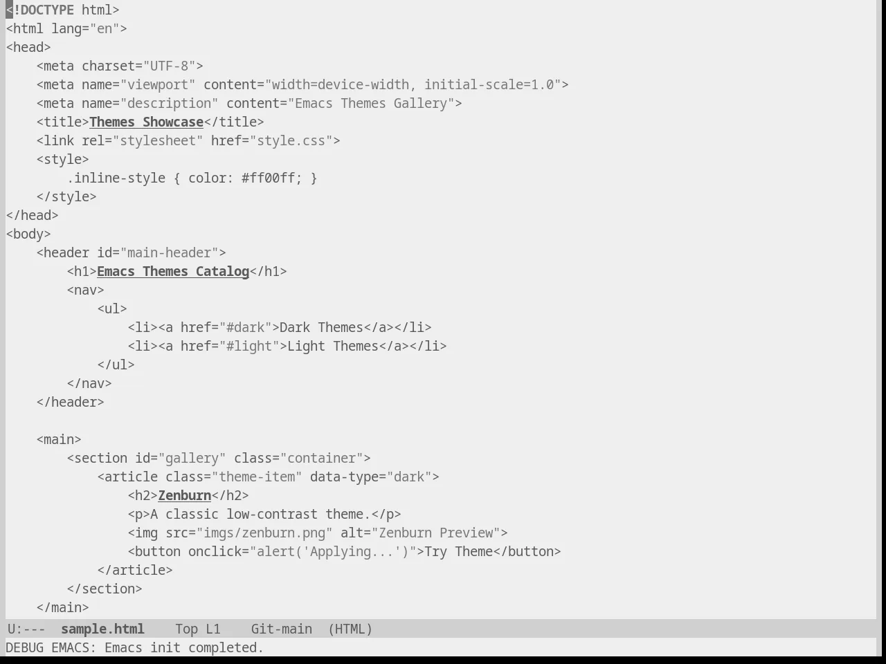 Punpun Light Theme in html-mode