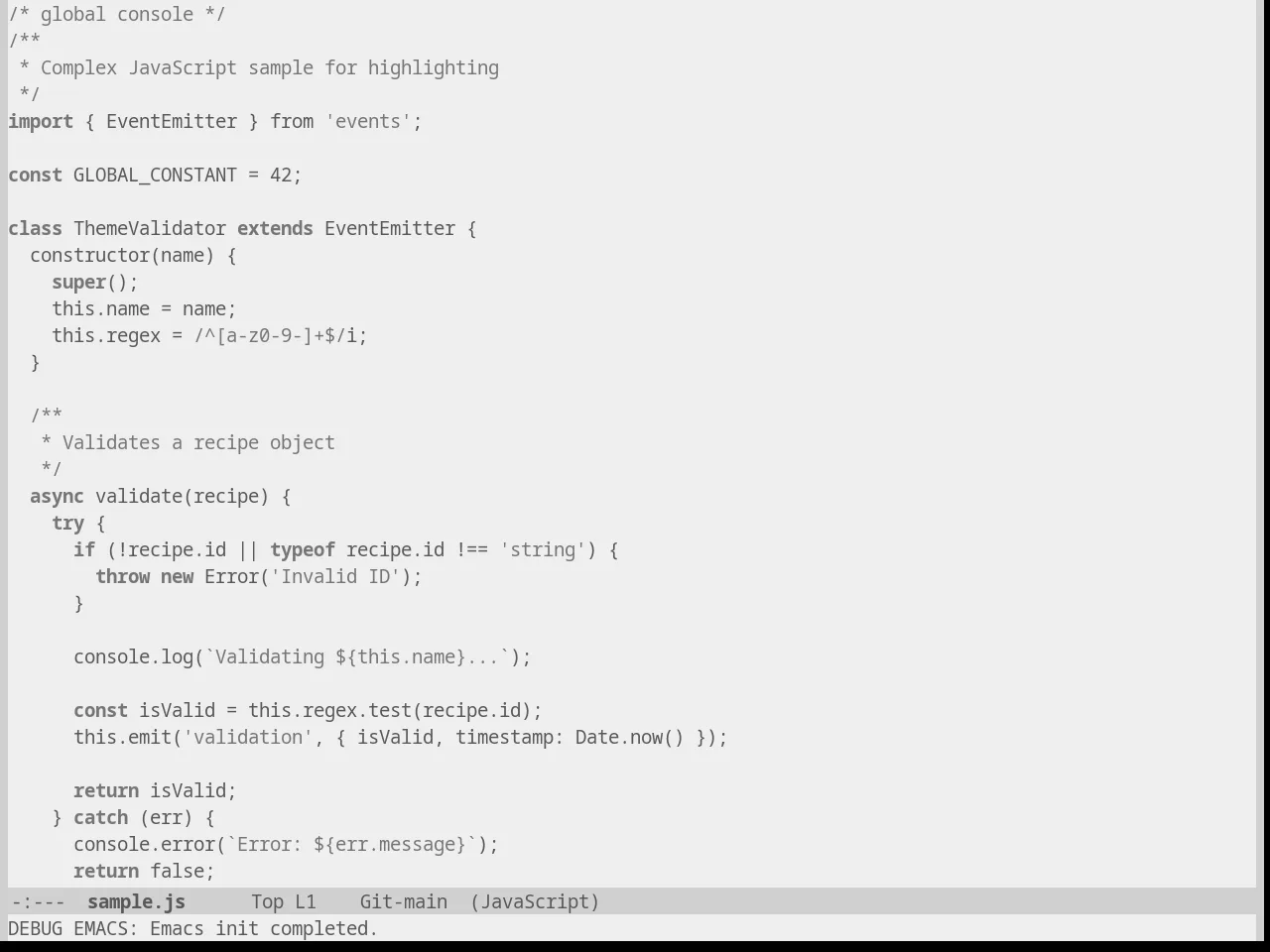 Punpun Light Theme in javascript-mode