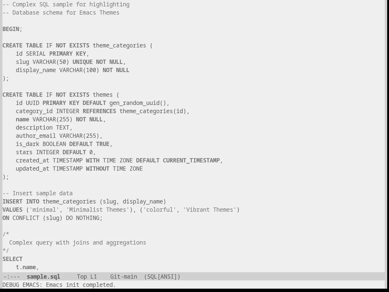 Punpun Light Theme in sql-mode