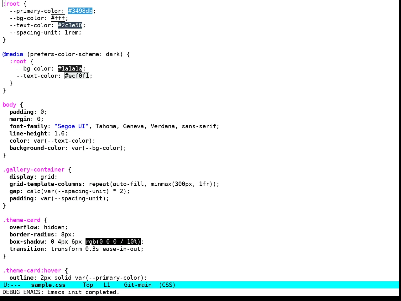 Pure Light Theme in css-mode