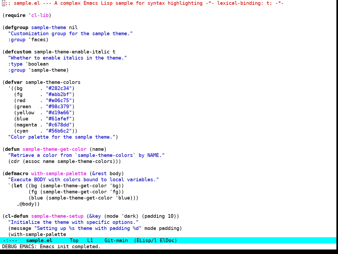 Pure Light Theme in emacs-lisp-mode
