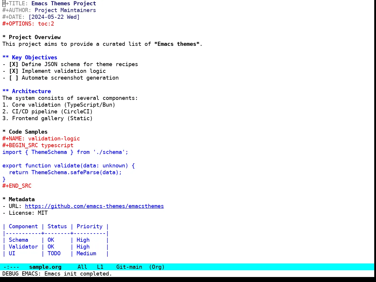 Pure Light Theme in org-mode