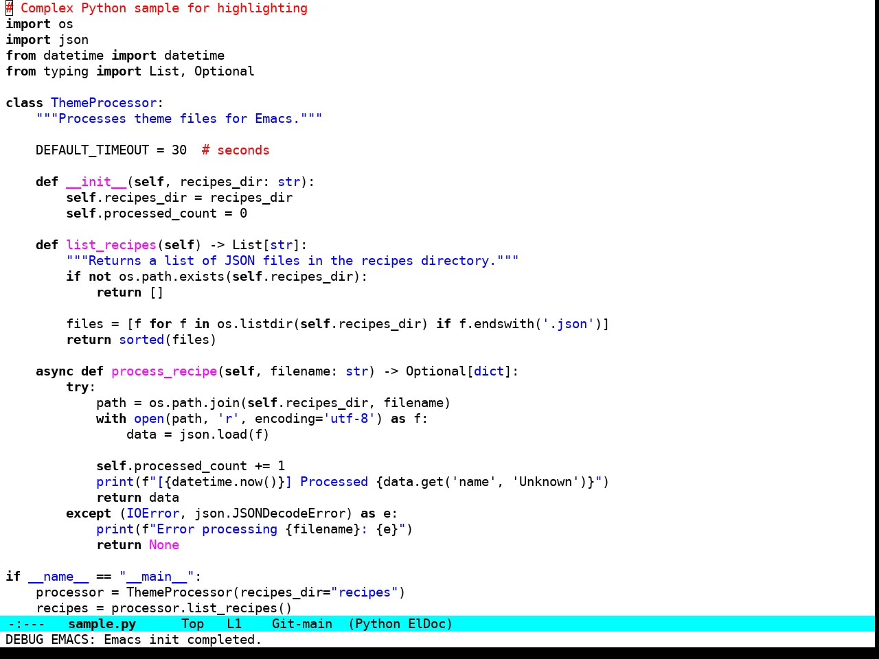Pure Light Theme in python-mode