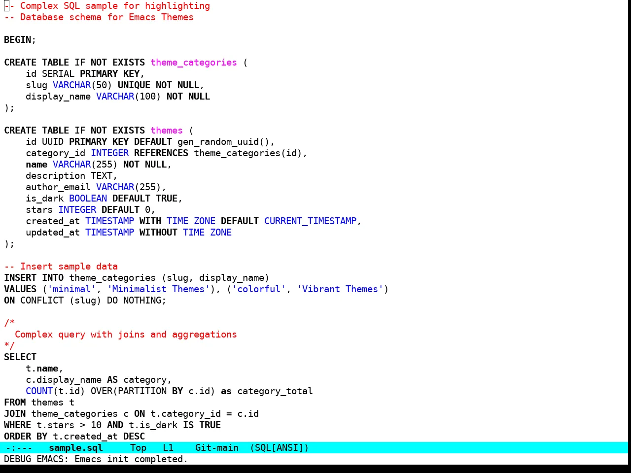 Pure Light Theme in sql-mode