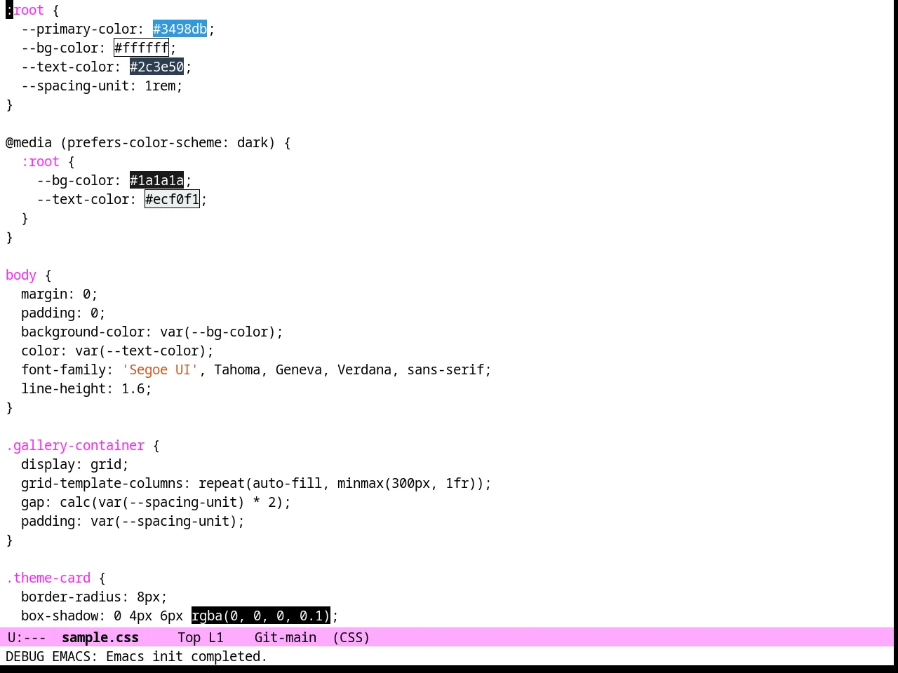 Purp Light Theme in css-mode