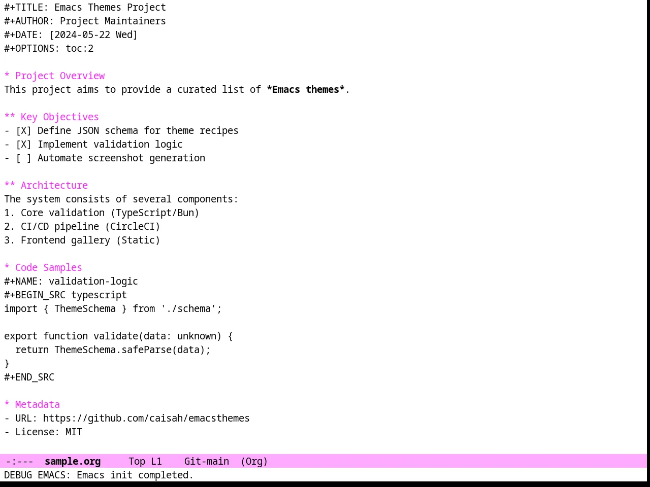 Purp Light Theme in org-mode