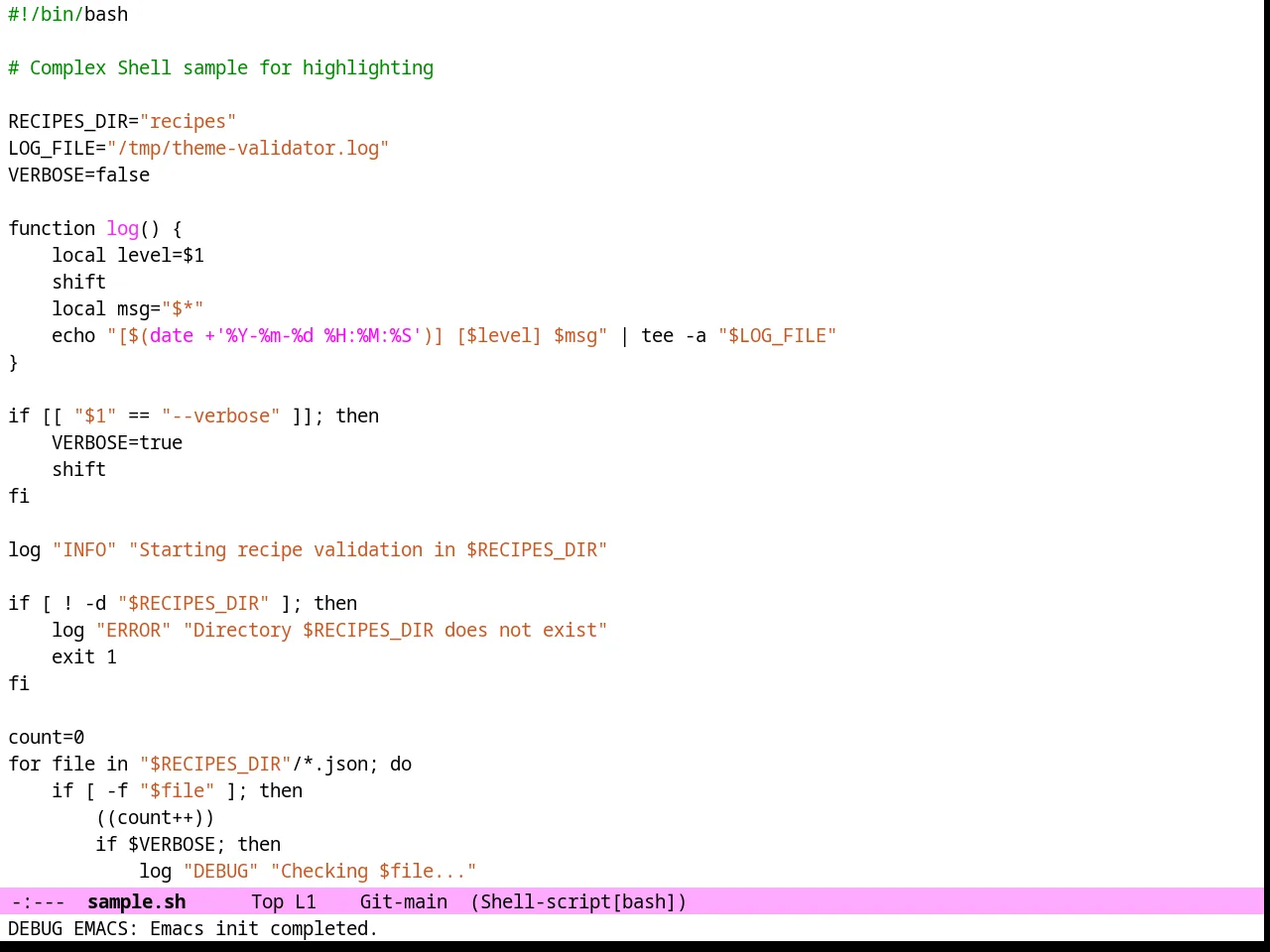 Purp Light Theme in sh-mode