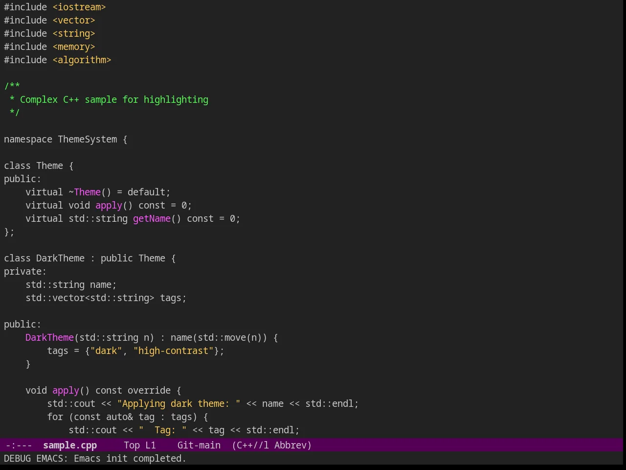 Purp Theme in c++-mode