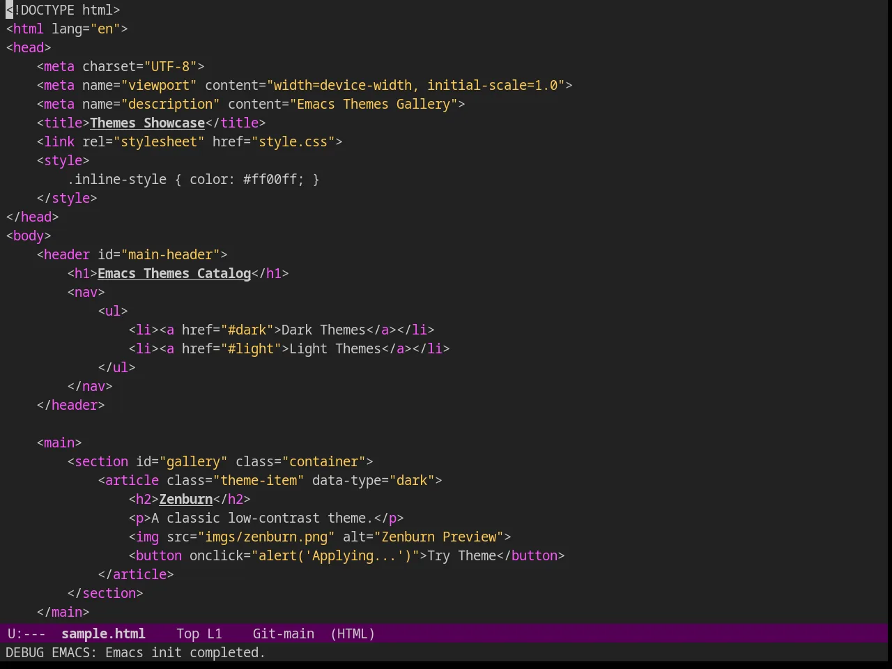 Purp Theme in html-mode