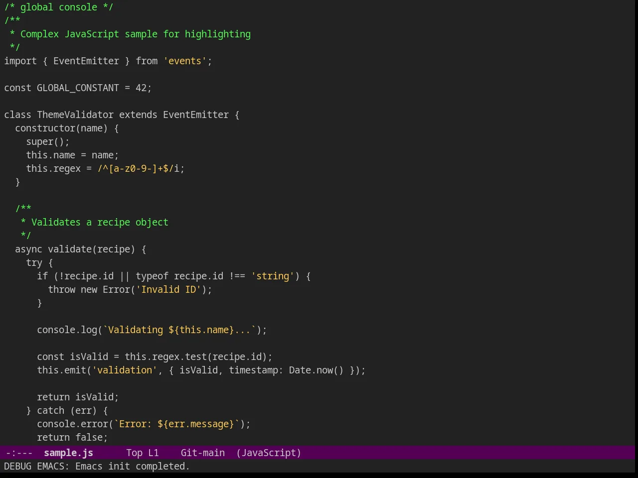 Purp Theme in javascript-mode