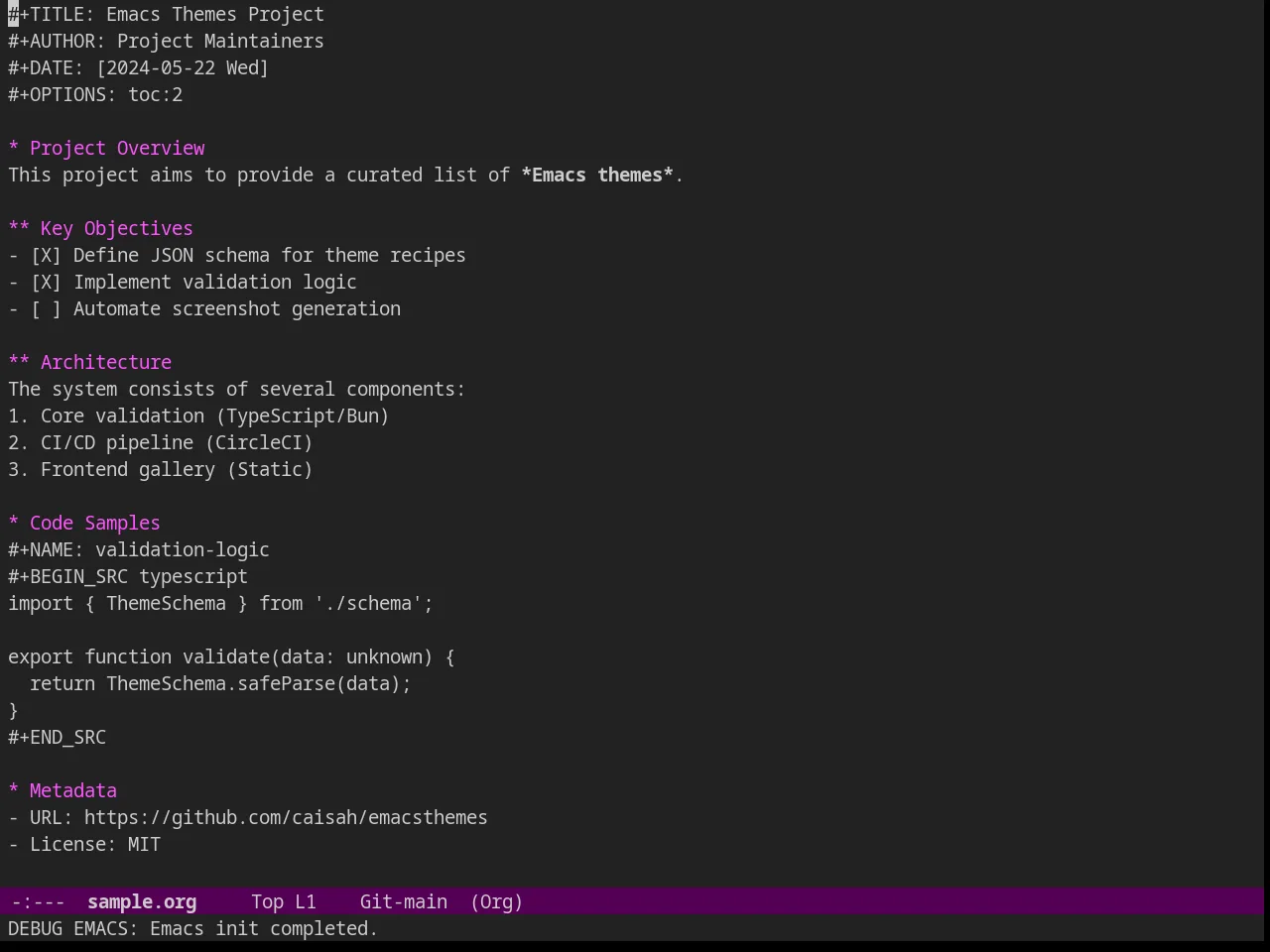 Purp Theme in org-mode