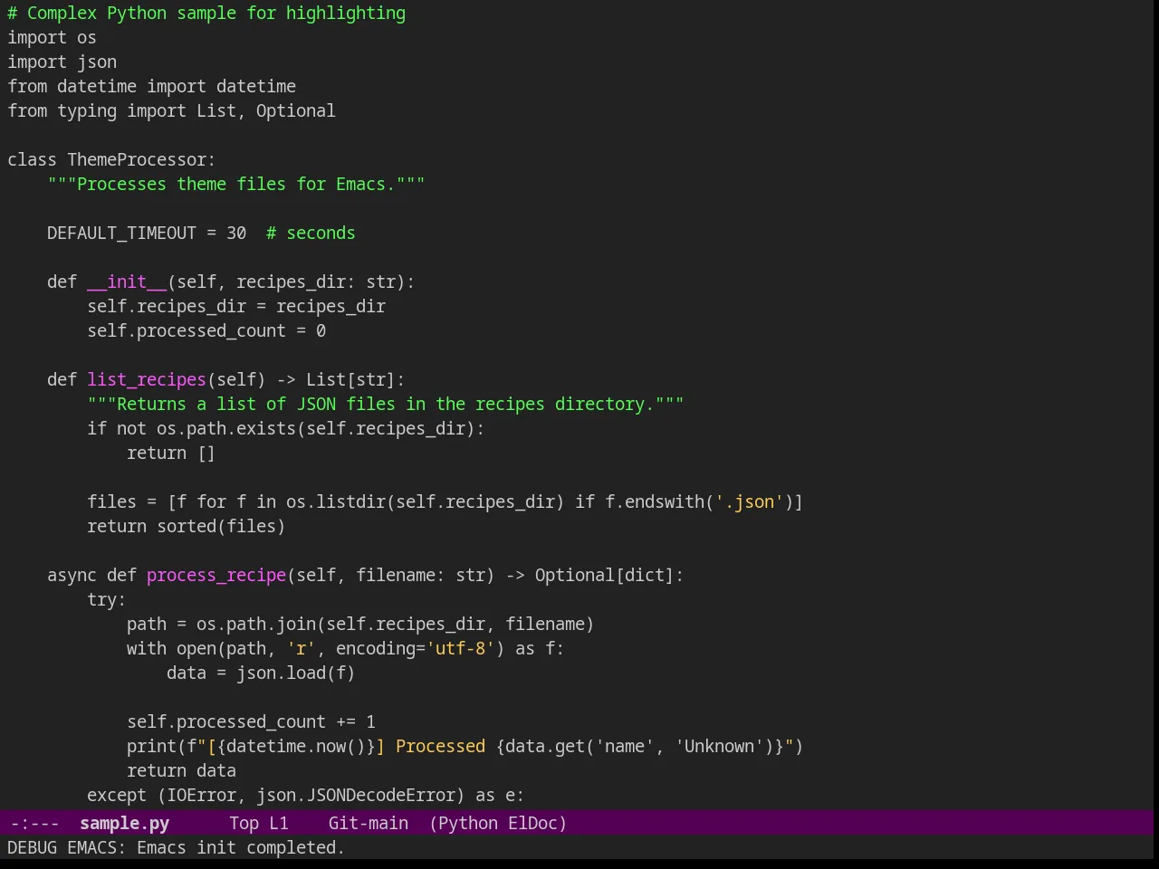 Purp Theme in python-mode