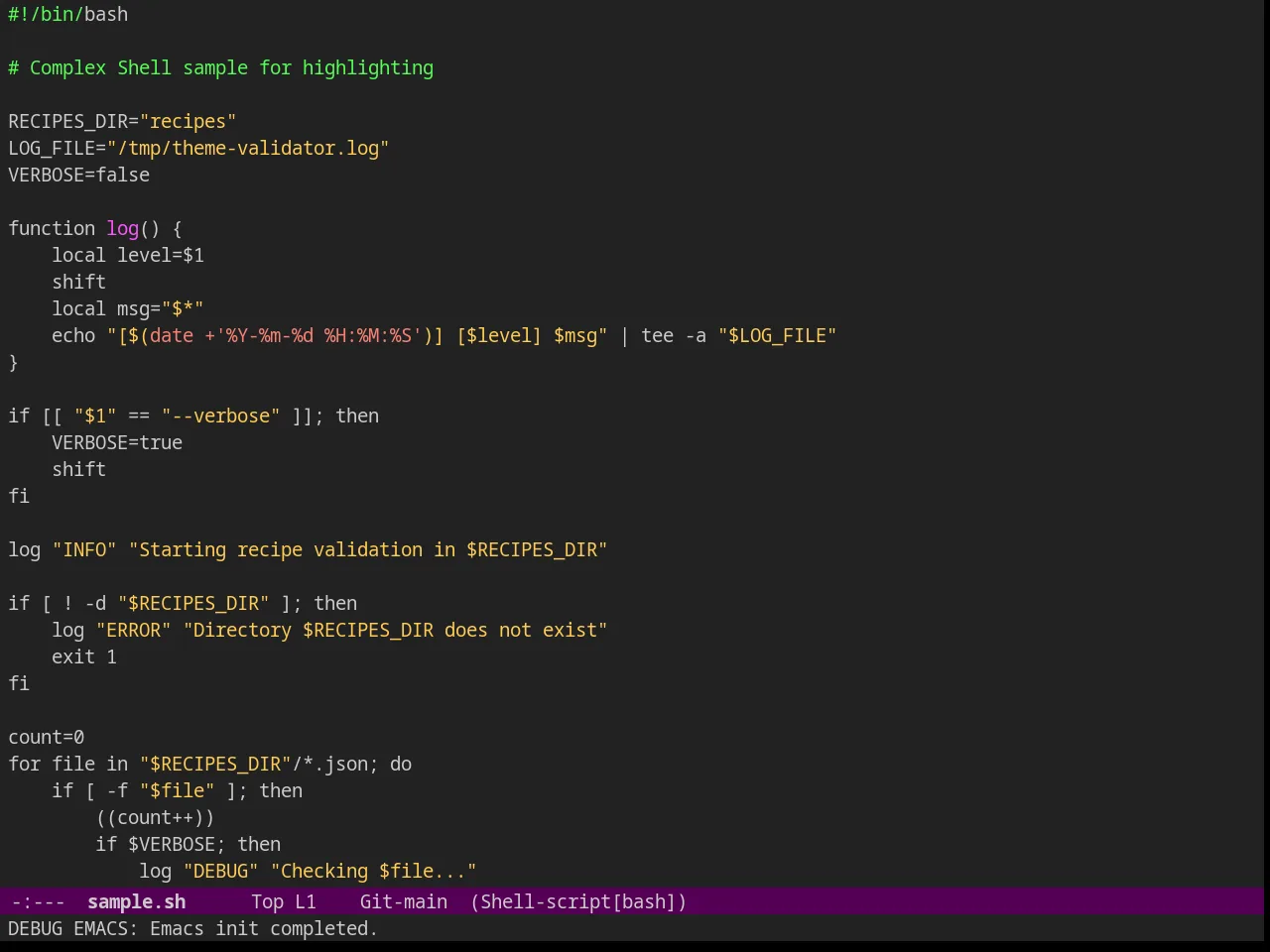 Purp Theme in sh-mode