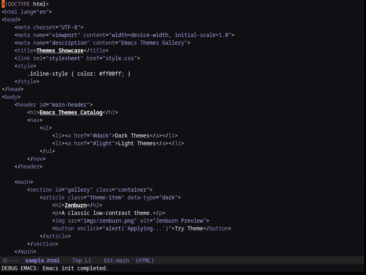 Purple Haze Theme in html-mode