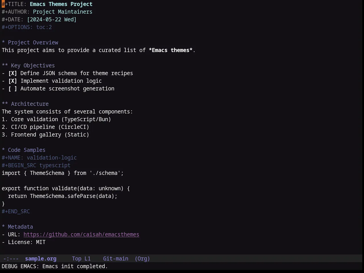 Purple Haze Theme in org-mode
