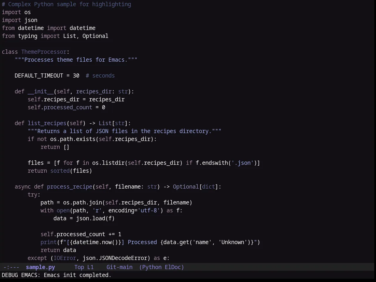 Purple Haze Theme in python-mode