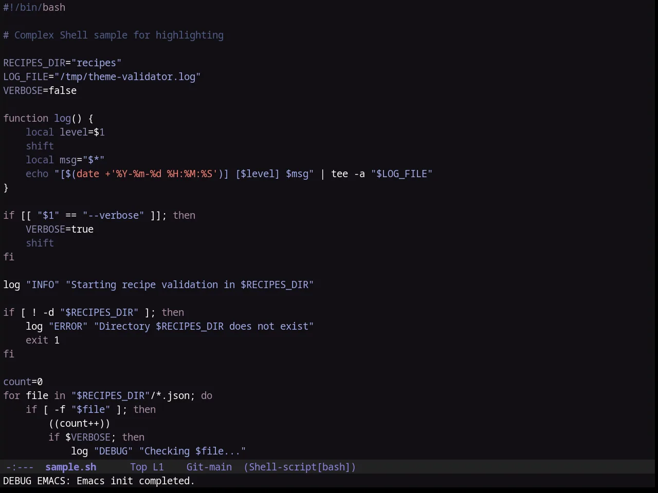 Purple Haze Theme in sh-mode