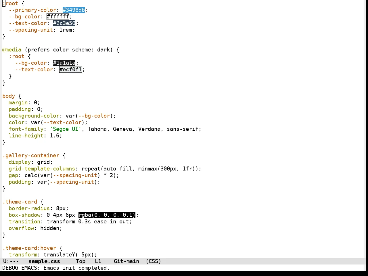 Qtcreator Theme in css-mode