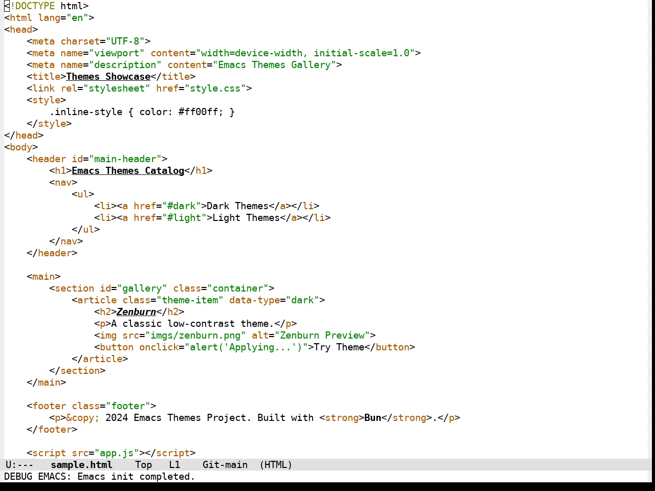 Qtcreator Theme in html-mode