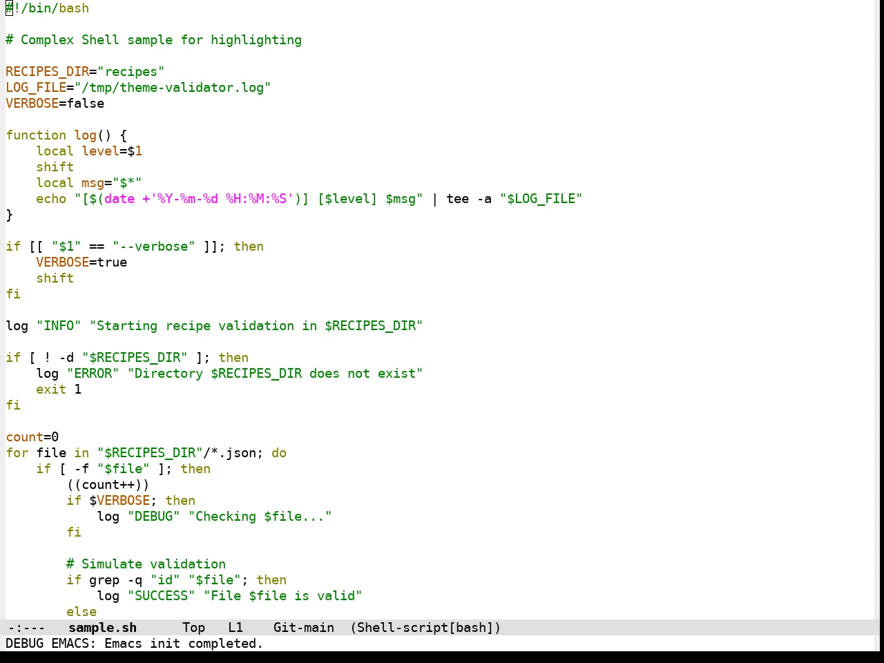 Qtcreator Theme in sh-mode