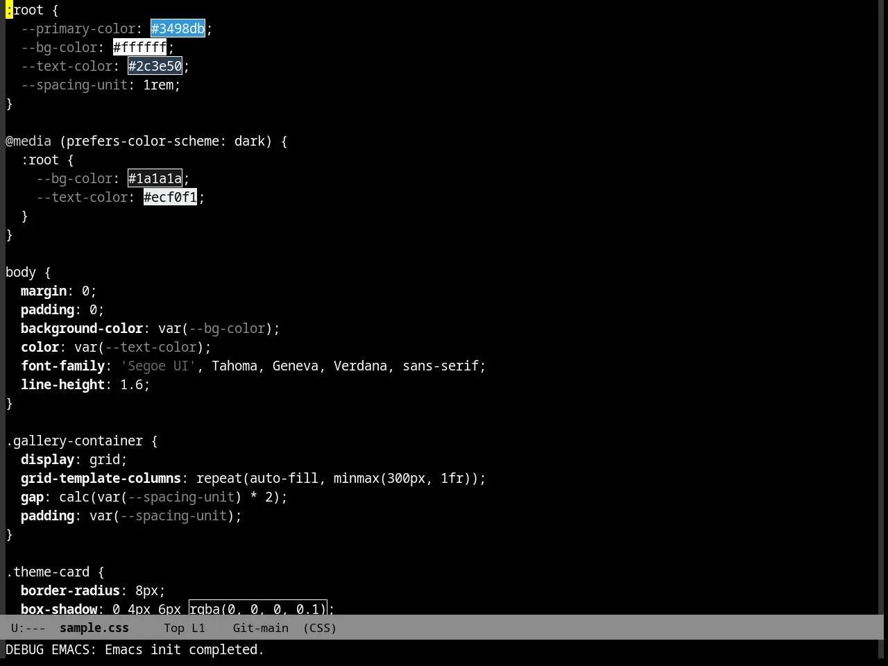 Quasi Monochrome Theme in css-mode