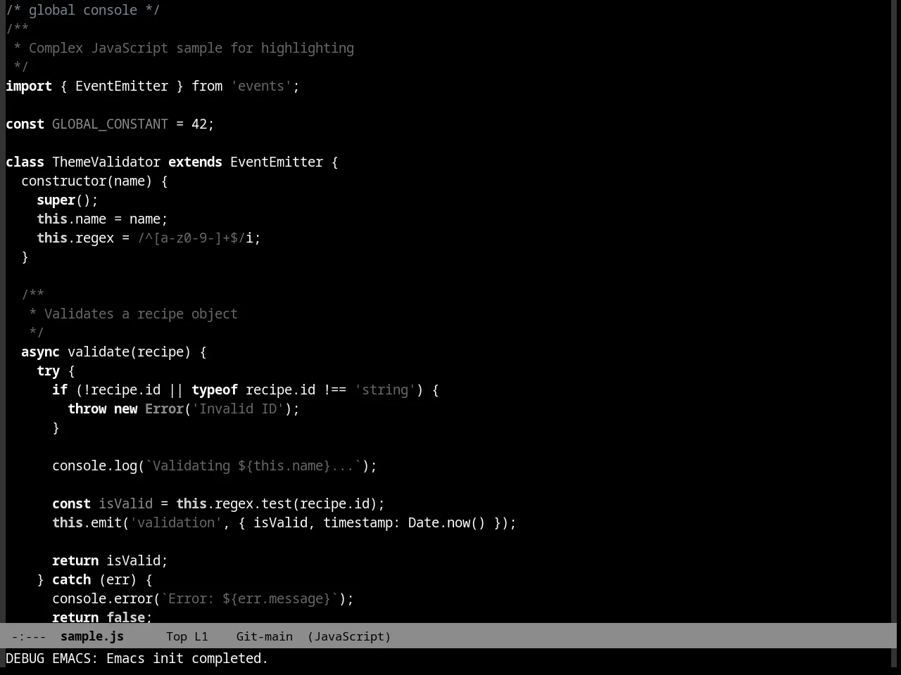 Quasi Monochrome Theme in javascript-mode