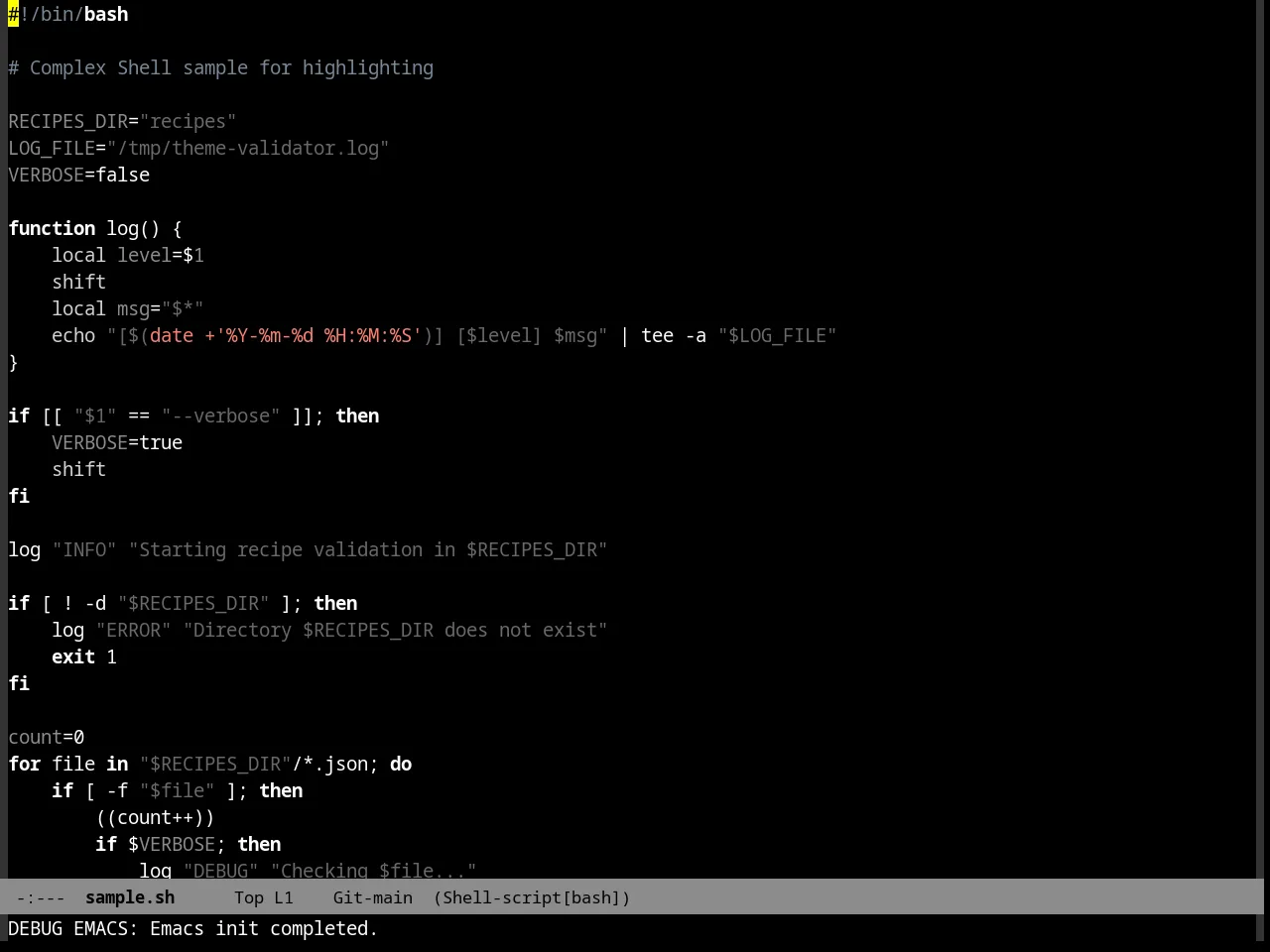 Quasi Monochrome Theme in sh-mode