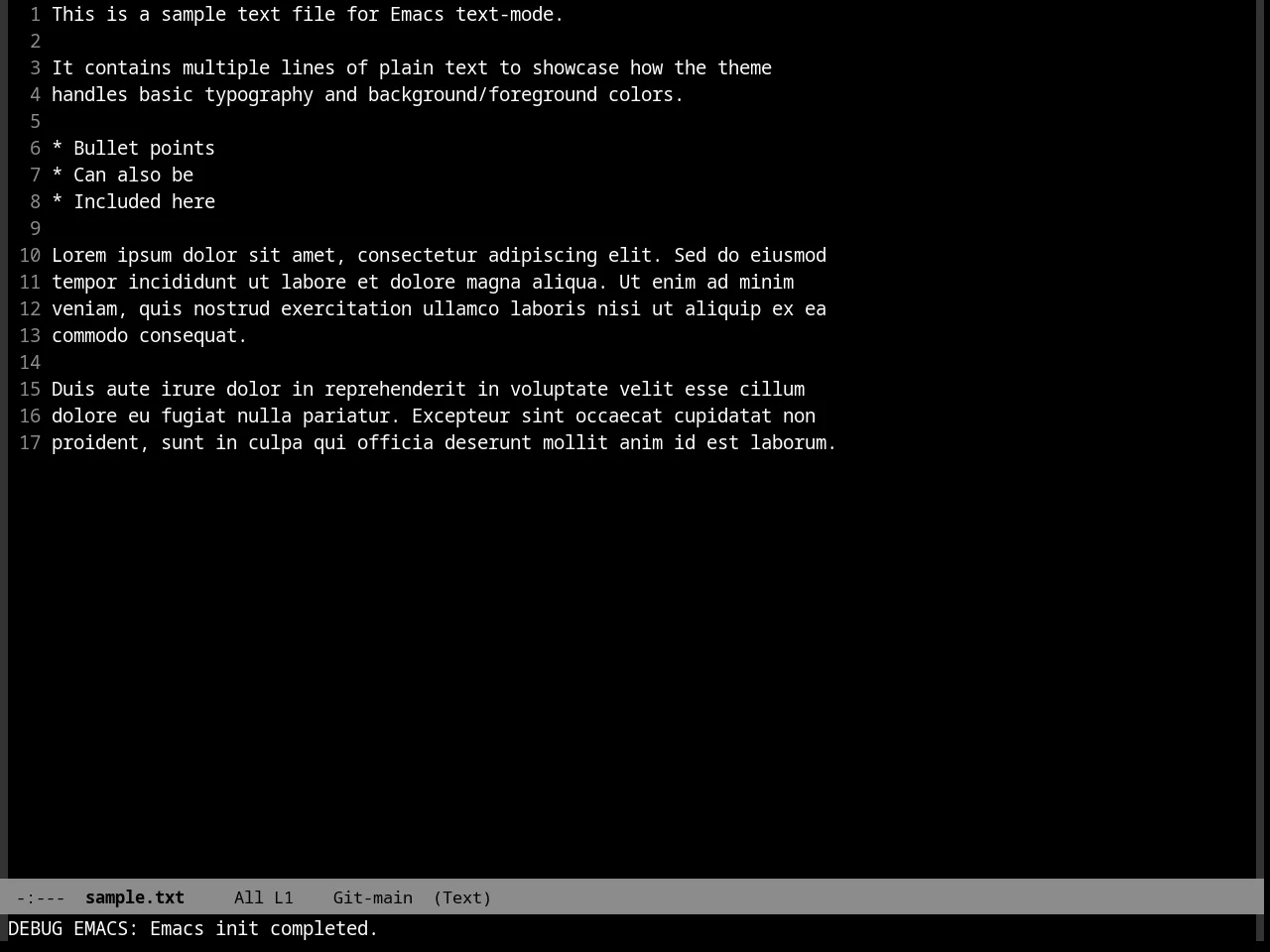 Quasi Monochrome Theme in text-mode