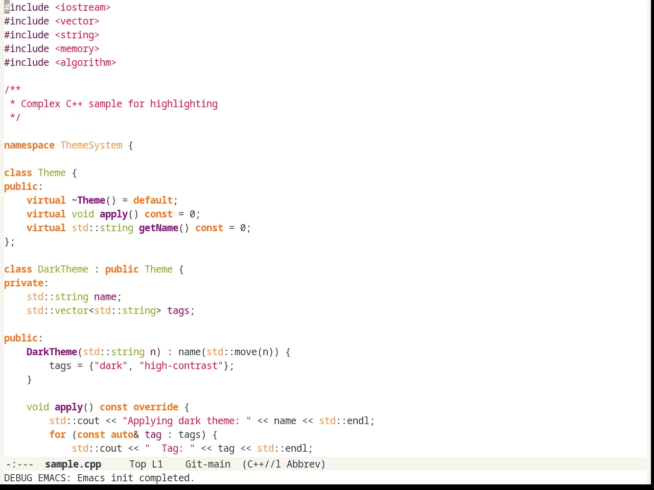 Radiance Theme in c++-mode