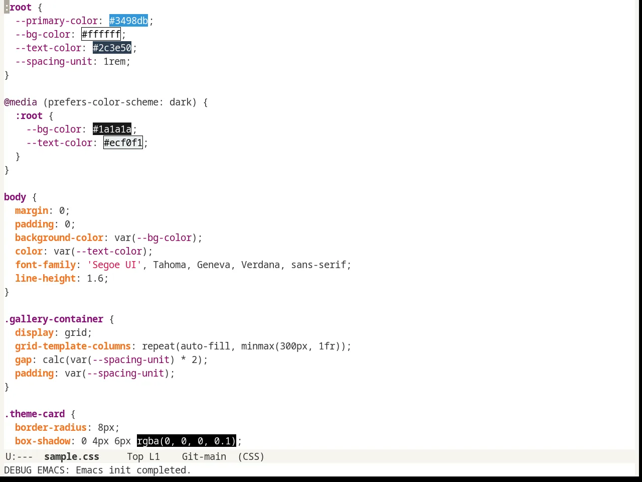 Radiance Theme in css-mode