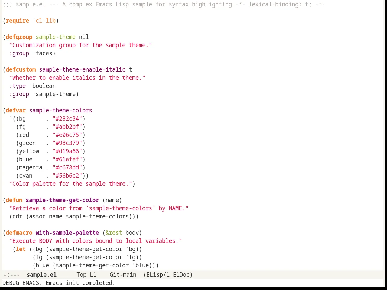 Radiance Theme in emacs-lisp-mode