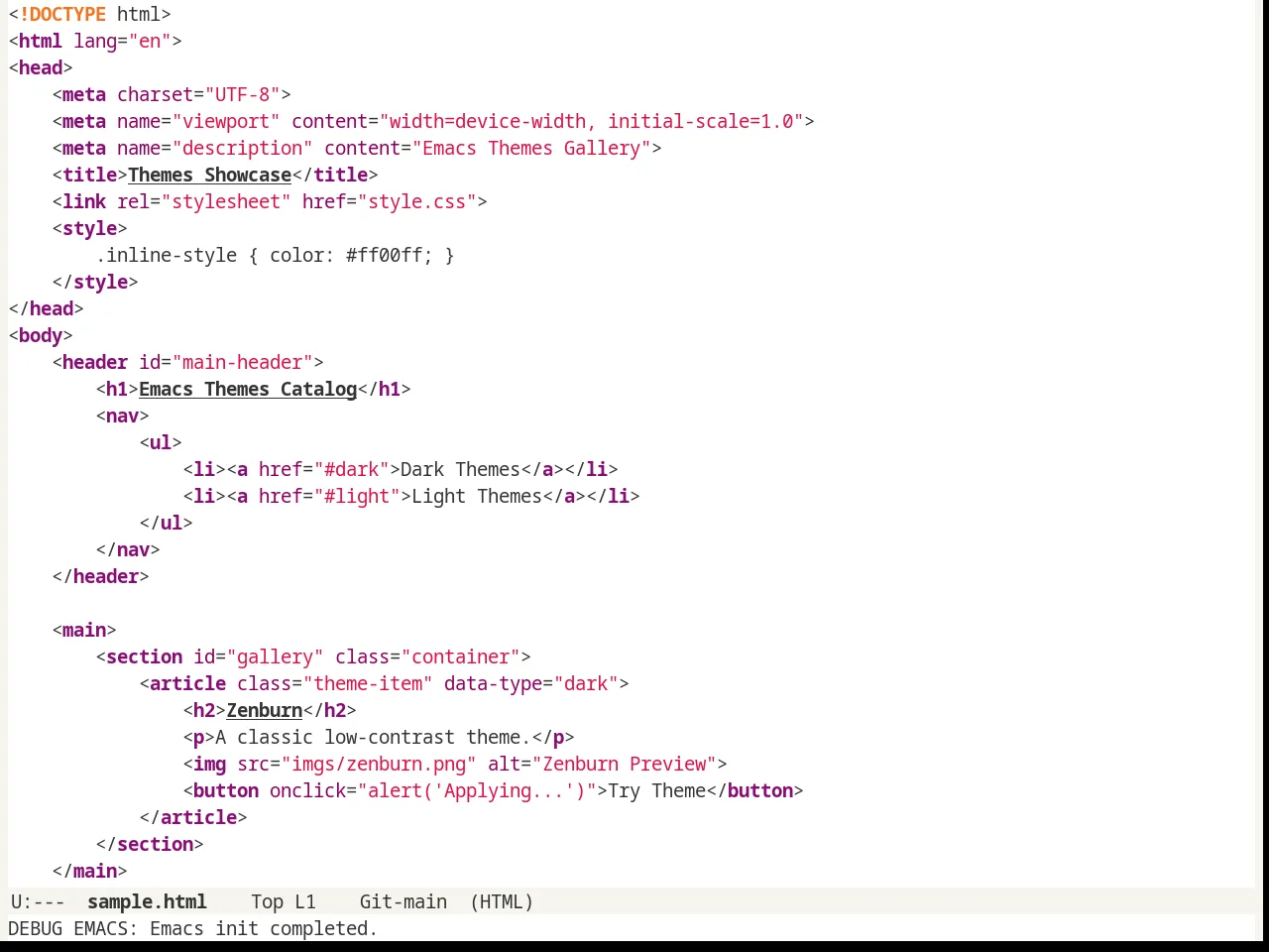Radiance Theme in html-mode