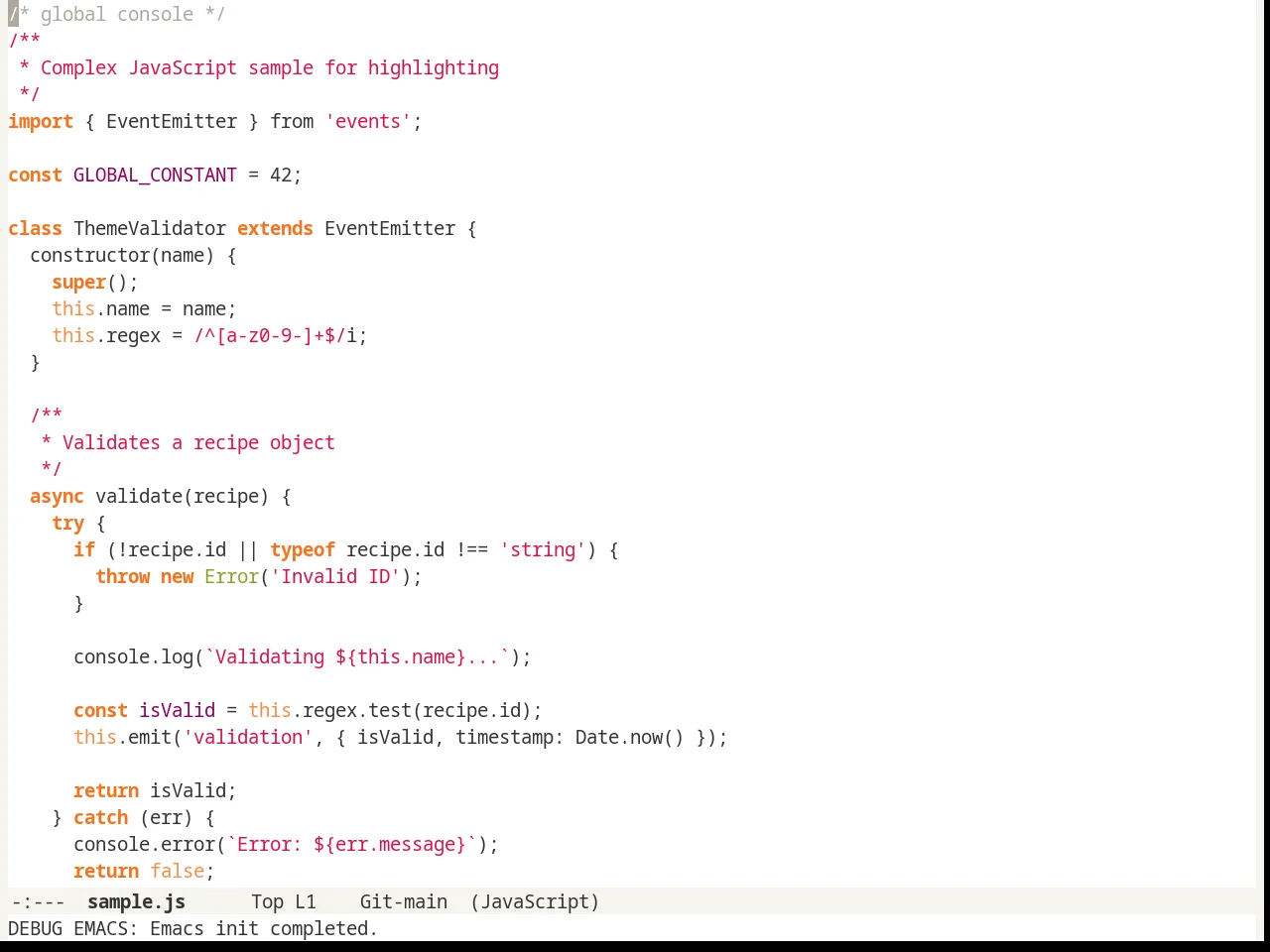 Radiance Theme in javascript-mode