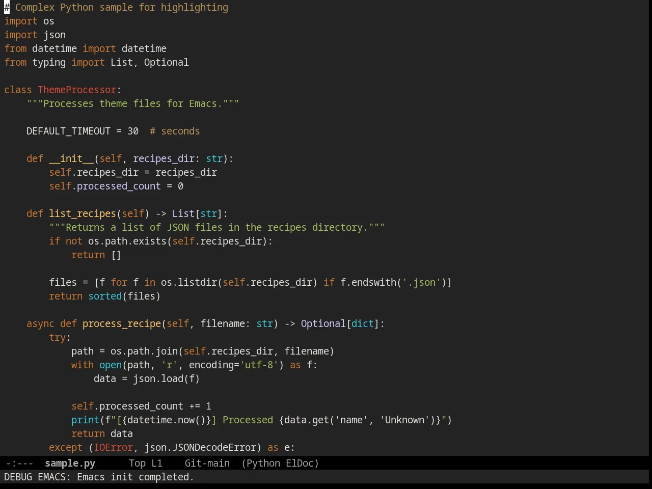 Railcasts Reloaded Theme in python-mode